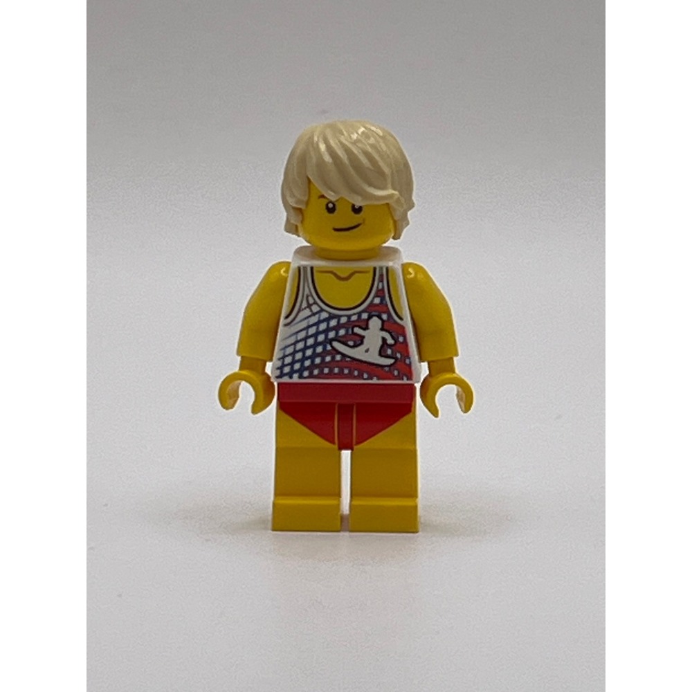 LEGO City Town Surfer Minifigure Tan Hair White Surfer Tank Top Twn353